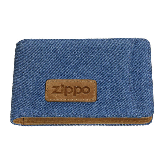 Card Case Denim Blue Tan Vertical