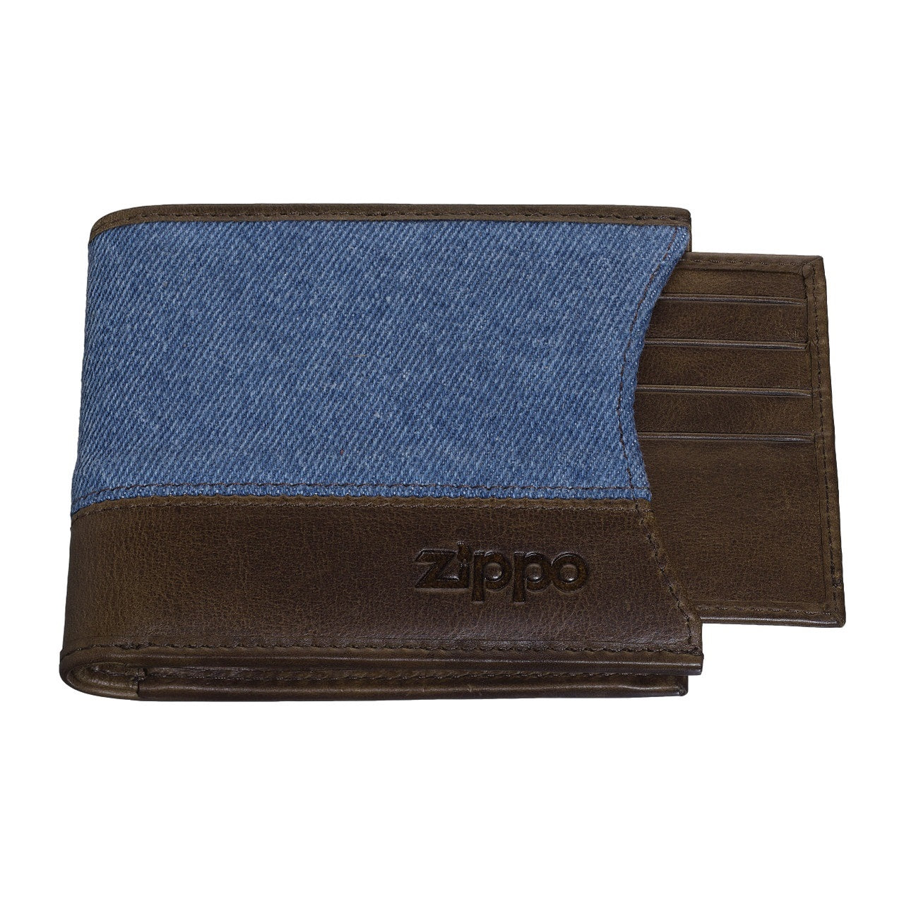 Mens Wallet Denim Blue Brown