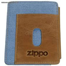 Card Case Button Denim Blue Tan