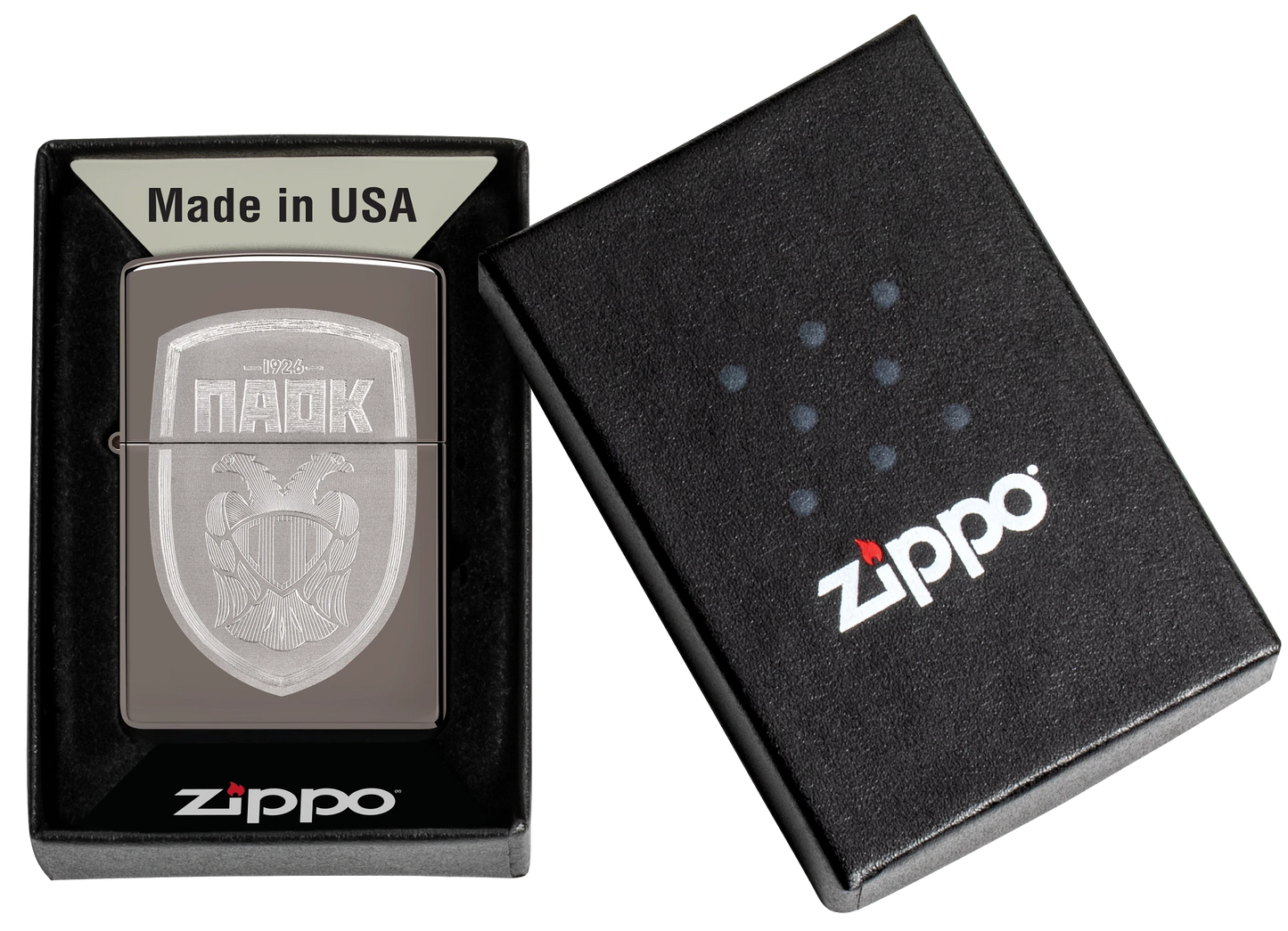 PAOK Sheild Laser Zippo