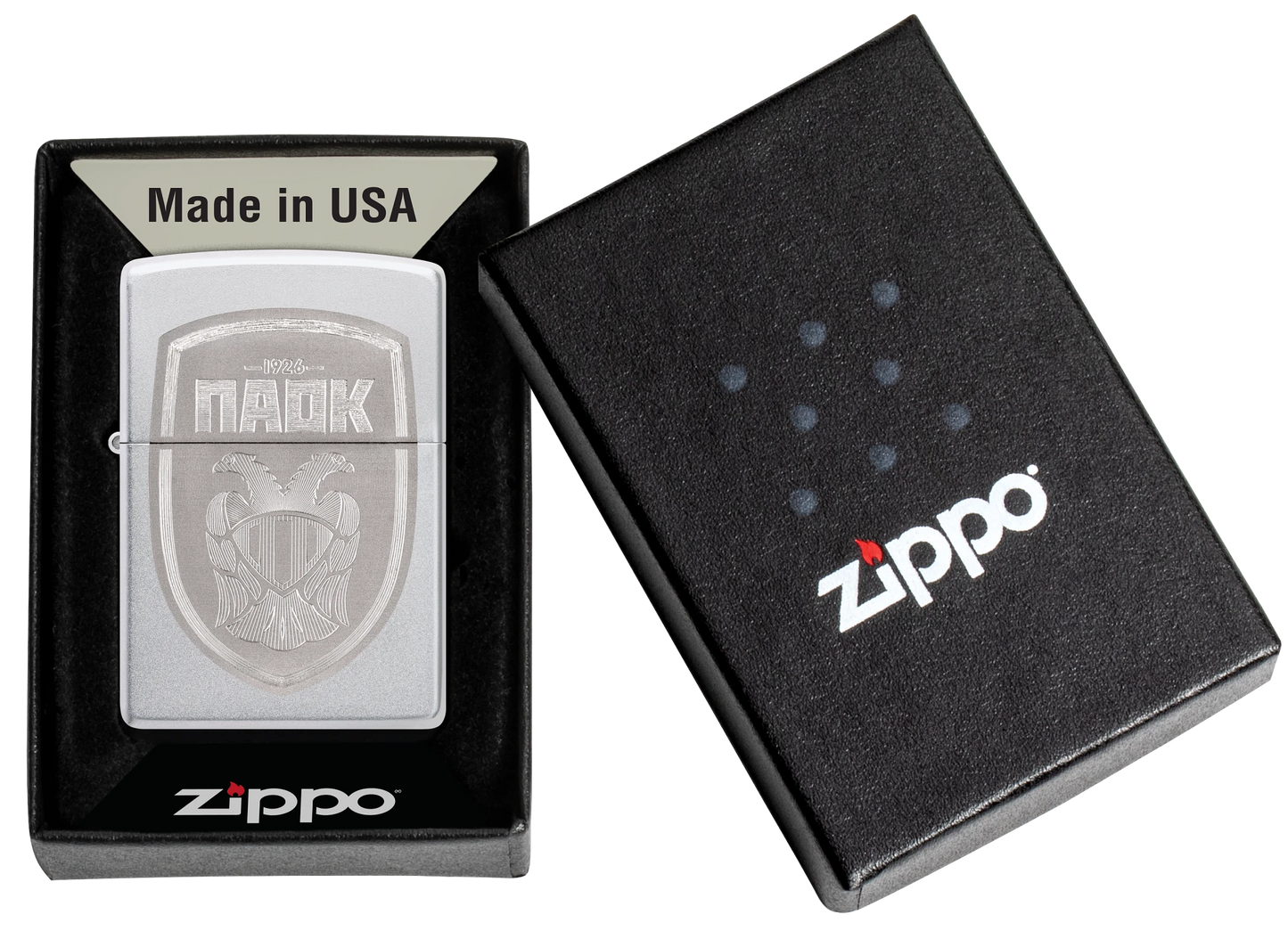 PAOK Sheild Laser Zippo