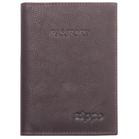 Leather Passport Holder Brown Zippo