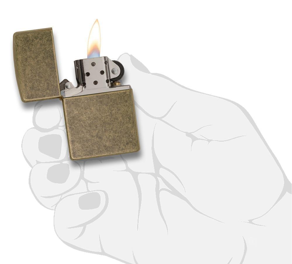 201FB- Antique Brass Windproof Lighter, Classic Case