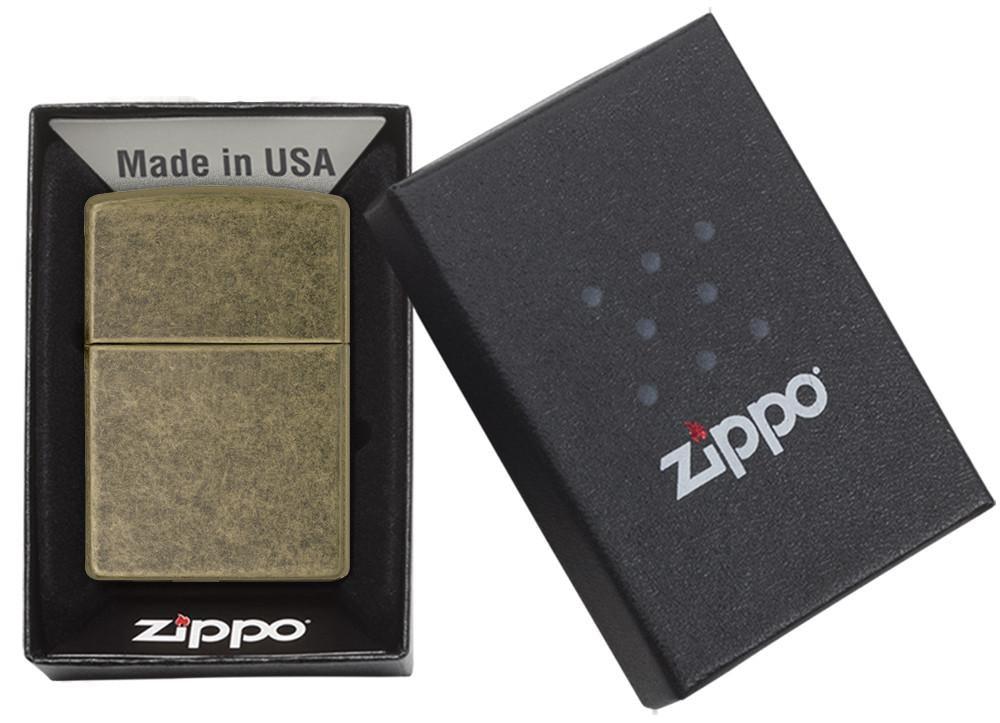 201FB- Antique Brass Windproof Lighter, Classic Case