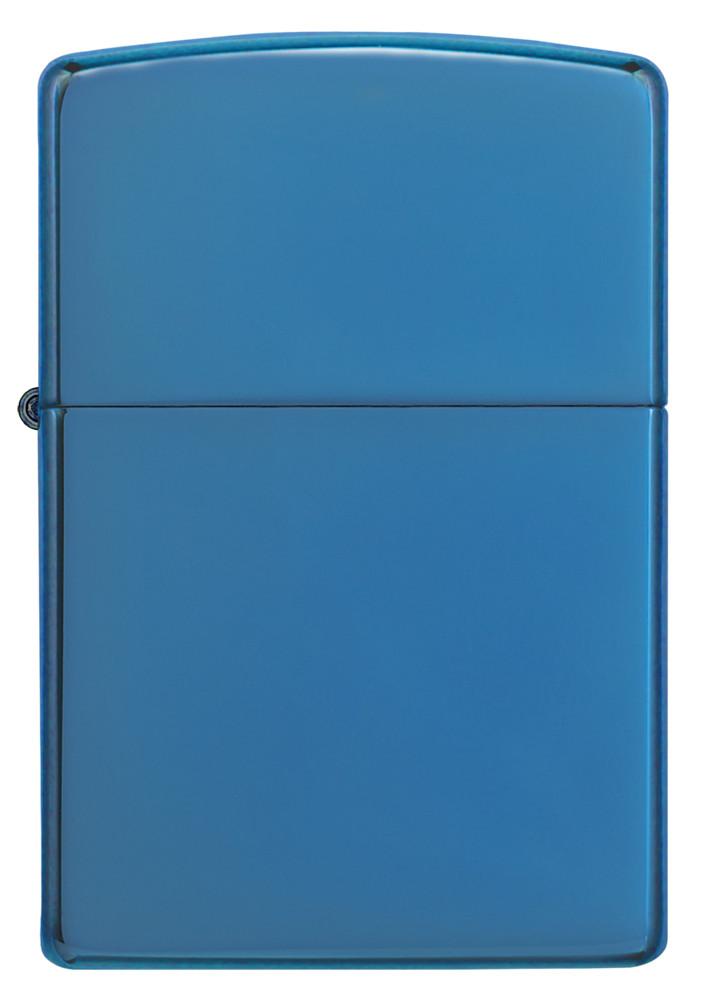 High Polish Blue Windproof Lighter Front View