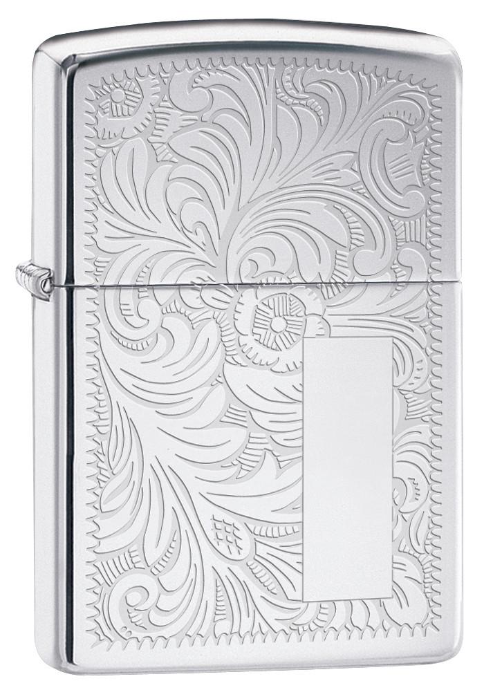 High Polish Chrome Venetian Design with Initial Pane 3/4 View