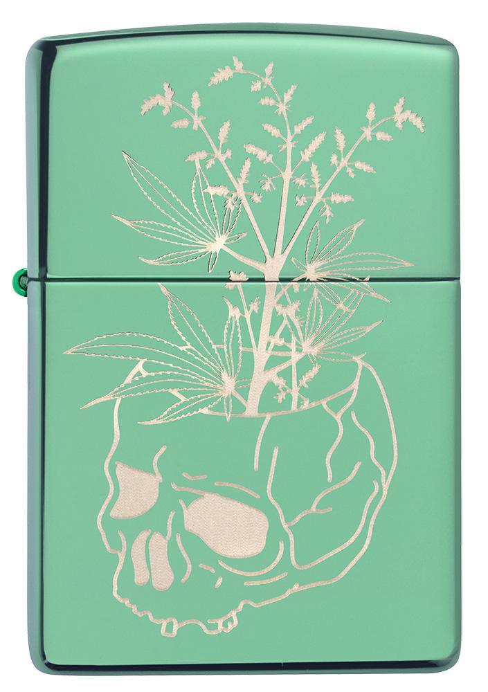 Front of Botanical Design High Polish Green windproof lighter