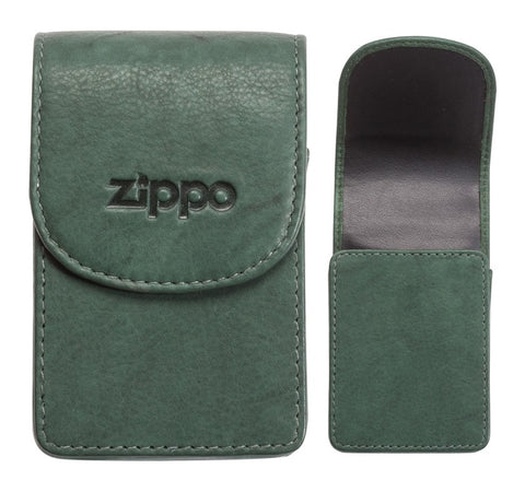 Leather Green Cigarette Case Zippo