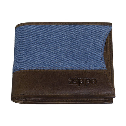 Mens Wallet Denim Blue Brown