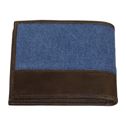 Mens Wallet Denim Blue Brown