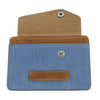 Card Case Button Denim Blue Tan