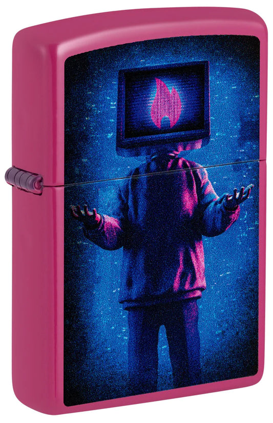 Flame TV Man Design Zippo