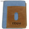 Card Case Button Denim Blue Tan