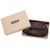 Oval Leather Coin Zip Pouch Brown