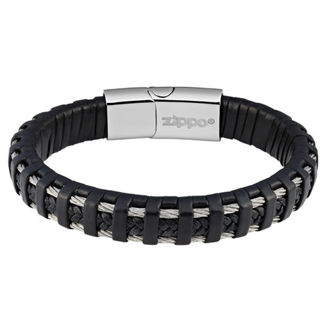 Steel Braided Leather Bracelet