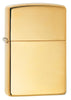Front shot of Classic High Polish Brass Windproof Lighter standing at a 3/4 angle