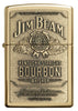 Jim Beam Bronze Bourbon Whiskey Emblem High Polish Brass Windproof Lighter Front View