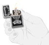 Black and White Americana High Polish Chrome Windproof Lighter in hand