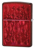 Iced Zippo Flame Design Candy Apple Red Lighter back  3/4 view
