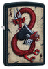 Front view of Dragon Ace Design Black Matte Windproof Lighter standing at a 3/4 angle