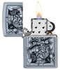 Steampunk King Spade Lighter open and lit