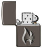 Zippo Flame Design Windproof Lighter with its lid open and unlit