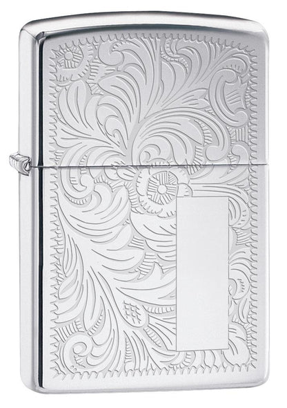 High Polish Chrome Venetian Design with Initial Pane 3/4 View