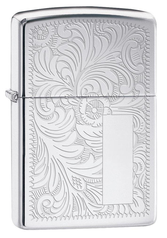 High Polish Chrome Venetian Design with Initial Pane 3/4 View