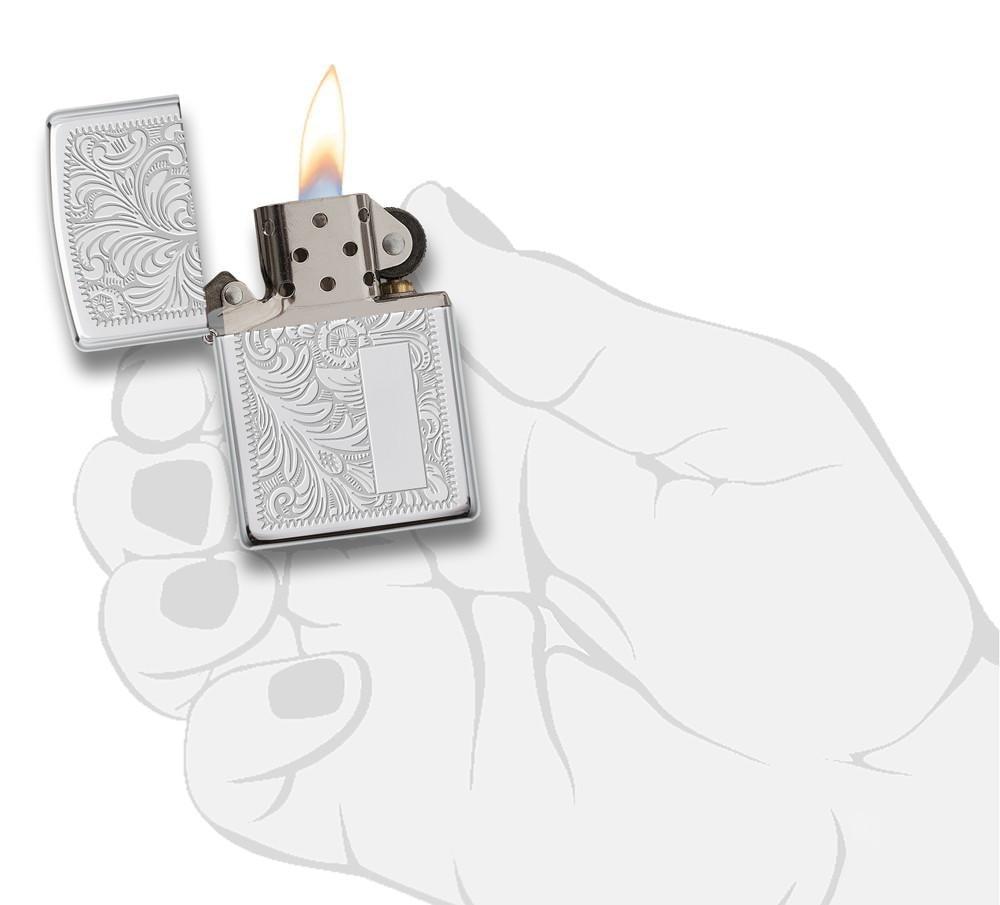 High Polish Chrome Venetian Design with Initial Pane in hand