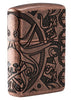 Back view of Armor Nautical Scene Design Antique Copper Windproof Lighter standing at a 3/4 angle