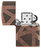 Armor® Geometric 360 Design Windproof Lighter with its lid open and unlit