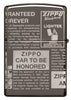 Zippo Newsprint Design Windproof Lighter Back View