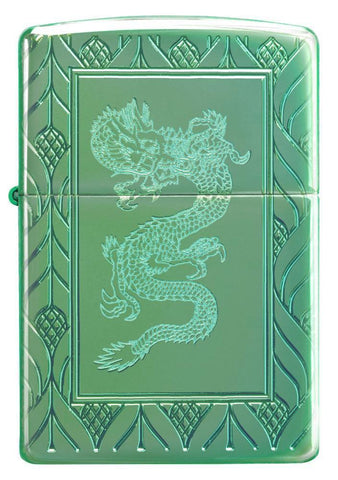 Front view of Armor® High Polish Green Elegant Dragon