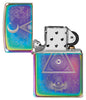 Eye of Providence Design Windproof Lighter with its lid open and unlit