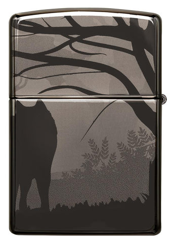 Back of Wolves Design Photo Image 360° Black Ice Windproof Lighter