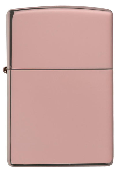 Front of High Polish Rose Gold windproof lighter 