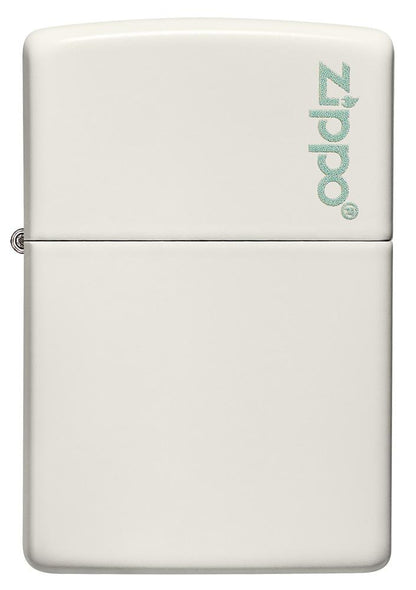Front shot of Classic Glow In The Dark Zippo Logo Windproof Lighter standing 
