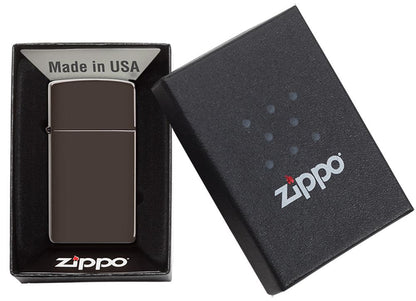 Slim Brown Windproof Lighter in its packaging
