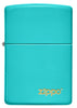 Front of Classic Flat Turquoise Zippo Logo Windproof Lighter