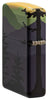 Bear Landscape Design 540 Color Windproof Lighter standing at an angle, showing the back and hinge side of the lighters design