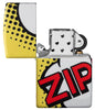 Zippo Pop Art Design 540 Color Windproof Lighter with its lid open and unlit