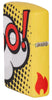 Angled shot of Zippo Pop Art Design 540 Color Windproof Lighter, showing the back and hinge side of the lighters design