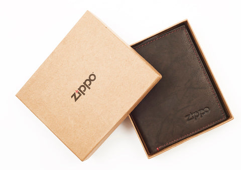 Leather Vertical Wallet Mocca Zippo