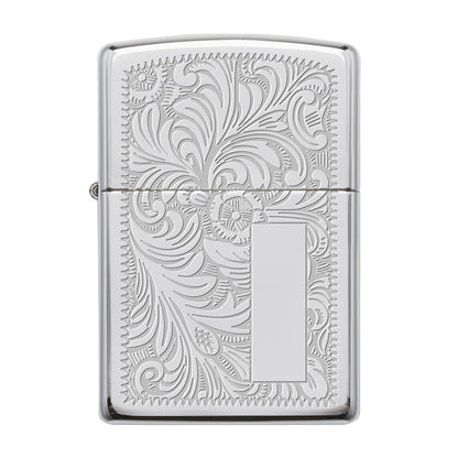 High Polish Chrome Venetian Design with Initial Pane Front View