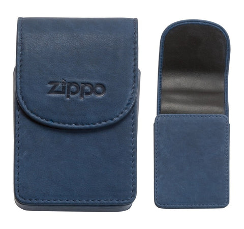 Leather Blue Cigarette Case Zippo